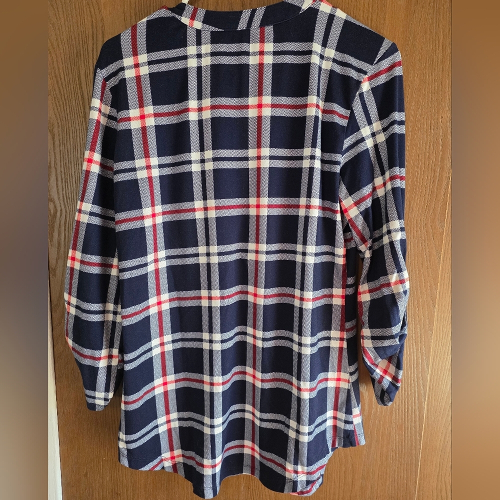 DNA Couture Navy and Red Plaid Button-Down Shirt - Picture 3 of 3